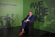 7 February 2022; FAI director of public relations & communications Cathal Dervan during the official launch of the FAI Strategy 2022-2025 at HBV Studios in Dublin. Photo by Stephen McCarthy/Sportsfile