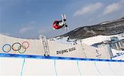 9 February 2022; David Habluetzel of Switerland during the Men's Snowboard Halfpipe Qualification event on day five of the Beijing 2022 Winter Olympic Games at Genting Snow Park in Zhangjiakou, China. Photo by Ramsey Cardy/Sportsfile