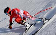 10 February 2022; Loic Meillard of Switzerland during the Men's Alpine Combined Downhill event on day six of the Beijing 2022 Winter Olympic Games at National Alpine Skiing Centre in Yanqing, China. Photo by Ramsey Cardy/Sportsfile