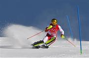 10 February 2022; Johannes Strolz of Austria during the Men's Alpine Combined Slalom event on day six of the Beijing 2022 Winter Olympic Games at National Alpine Skiing Centre in Yanqing, China. Photo by Ramsey Cardy/Sportsfile