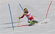 10 February 2022; Johannes Strolz of Austria during the Men's Alpine Combined Slalom event on day six of the Beijing 2022 Winter Olympic Games at National Alpine Skiing Centre in Yanqing, China. Photo by Ramsey Cardy/Sportsfile