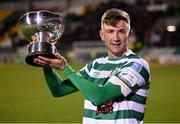 11 February 2022; Shamrock Rovers captain Ronan Finn lifts the FAI President's Cup after the match between Shamrock Rovers and St Patrick's Athletic at Tallaght Stadium in Dublin. Photo by Stephen McCarthy/Sportsfile