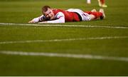 11 February 2022; Mark Doyle of St Patrick's Athletic reacts to a missed opportunity on goal during the FAI President's Cup match between Shamrock Rovers and St Patrick's Athletic at Tallaght Stadium in Dublin. Photo by Stephen McCarthy/Sportsfile