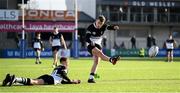 16 February 2022; Paddy Taylor of Newbridge College kicks a conversion during the Bank of Ireland Leinster Rugby Schools Senior Cup 1st Round match between St Gerard's School, Dublin and Newbridge College, Kildare at Energia Park in Dublin. Photo by Harry Murphy/Sportsfile