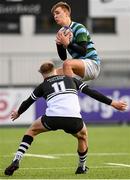 16 February 2022; Rory O'Connoll of St Gerard’s School in action against Todd Lawlor of Newbridge College during the Bank of Ireland Leinster Rugby Schools Senior Cup 1st Round match between St Gerard's School, Dublin and Newbridge College, Kildare at Energia Park in Dublin. Photo by Harry Murphy/Sportsfile