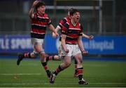 17 February 2022; Ryan Jones of Wesley College celebrates after the Bank of Ireland Leinster Rugby Schools Senior Cup 1st Round match between Cistercian College, Roscrea and Wesley College at Energia Park in Dublin. Photo by David Fitzgerald/Sportsfile