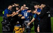 19 February 2022; Seán Cronin of Leinster is congratulated by teammates after making his 200th Leinster appearance after the United Rugby Championship match between Leinster and Ospreys at RDS Arena in Dublin. Photo by Harry Murphy/Sportsfile