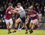 19 February 2022; Gearoid O'Connor of University of Limerick in action against Conor Caulfield and Daniel Loftus of NUI Galway during the Electric Ireland HE GAA Fitzgibbon Cup Final match between NUI Galway and University of Limerick at IT Carlow in Carlow. Photo by Matt Browne/Sportsfile