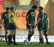 19 February 2022; Referee Craig Evans shows a red card to Leva Fifita of Connacht during the United Rugby Championship match between Scarlets and Connacht at Parc y Scarlets in Llanelli, Wales. Photo by Ben Evans/Sportsfile