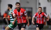 25 February 2022; Will Patching of Derry City celebrates after scoring his side's first goal during the SSE Airtricity League Premier Division match between Derry City and Shamrock Rovers at The Ryan McBride Brandywell Stadium in Derry. Photo by Stephen McCarthy/Sportsfile