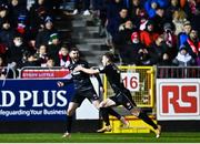 25 February 2022; Aidan Keena of Sligo Rovers, left, celebrates with teammate Will Fitzgerald after scoring his side's second goal during the SSE Airtricity League Premier Division match between St Patrick's Athletic and Sligo Rovers at Richmond Park in Dublin. Photo by Eóin Noonan/Sportsfile