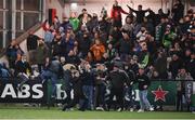 25 February 2022; Shamrock Rovers supporters after their first goal during the SSE Airtricity League Premier Division match between Derry City and Shamrock Rovers at The Ryan McBride Brandywell Stadium in Derry. Photo by Stephen McCarthy/Sportsfile