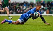 26 February 2022; Manie Libbok of DHL Stormers scores his side's third try during the United Rugby Championship match between Connacht and DHL Stormers at The Sportsground in Galway. Photo by Diarmuid Greene/Sportsfile