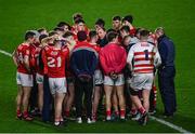 26 February 2022; Cork manager Keith Ricken speaking to his players after the Allianz Football League Division 2 match between Cork and Galway at Páirc Ui Chaoimh in Cork. Photo by Eóin Noonan/Sportsfile