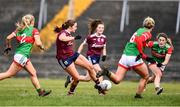 27 February 2022; Mairéad Seoighe of Galway scores her side's first goal during the Lidl Ladies Football National League Division 1 match between Galway and Mayo at Tuam Stadium in Galway. Photo by Ben McShane/Sportsfile