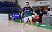 27 February 2022; Conor Quinn of Ireland warms up before the FIBA EuroBasket 2025 Pre-Qualifiers First Round Group A match between Ireland and Cyprus at the National Basketball Arena in Tallaght, Dublin. Photo by Brendan Moran/Sportsfile