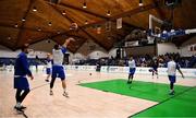 27 February 2022; The Cyprus team warm up before the FIBA EuroBasket 2025 Pre-Qualifiers First Round Group A match between Ireland and Cyprus at the National Basketball Arena in Tallaght, Dublin. Photo by Brendan Moran/Sportsfile