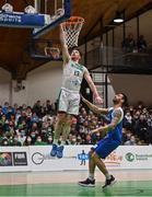 27 February 2022; Jordan Blount of Ireland in action against Gavriel Kilaras of Cyprus during the FIBA EuroBasket 2025 Pre-Qualifiers First Round Group A match between Ireland and Cyprus at the National Basketball Arena in Tallaght, Dublin. Photo by Brendan Moran/Sportsfile
