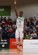 27 February 2022; Taiwo Badmus of Ireland celebrates scoring a three pointer during the FIBA EuroBasket 2025 Pre-Qualifiers First Round Group A match between Ireland and Cyprus at the National Basketball Arena in Tallaght, Dublin. Photo by Brendan Moran/Sportsfile