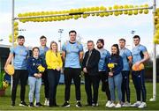 28 February 2022; Irish Cancer Society chief executive officer Averil Power and Vice President of UCD Rugby Brian Gilsenan along with UCD rugby players, from left, Hugo Keenan, Christine Coffey, Josh van der Flier, James Ryan, Andrew Porter, Alix Cunneen, Jack Ringrose and David Ryan launch UCD Rugby's annual Daffodil Day collection, in aid of the Irish Cancer Society this Thursday March 3rd across the UCD Campus, as well as online. To date this annual event has raised €60,000 of vital funds for Cancer Research. The event is being run by the UCD BSc Sport & Exercise Management second year class who have assisted the Club in arranging this year’s fundraising initiatives. To donate to this year’s fundraising initiative please visit www.ucdrugby.com The Irish Cancer Society’s Daffodil Day takes place across Ireland on March 25. Photo by David Fitzgerald/Sportsfile