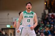27 February 2022; Jordan Blount of Ireland celebrates a late score during the FIBA EuroBasket 2025 Pre-Qualifiers First Round Group A match between Ireland and Cyprus at the National Basketball Arena in Tallaght, Dublin. Photo by Brendan Moran/Sportsfile
