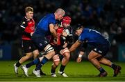 25 February 2022; Francke Horn of Emirates Lions is tackled by Devin Toner, left, and Michael Ala'alatoa of Leinster during the United Rugby Championship match between Leinster and Emirates Lions at the RDS Arena in Dublin. Photo by Seb Daly/Sportsfile