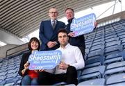 2 March 2022; GAA Ambasadóir na Gaeilge and Galway and St James' footballer Paul Conroy, front right, with Cathaoirleach Coiste Náisiúnta Gaeilge GAA Gráinne McElwain, Uachtarán Chumann Lúthchleas Gael Larry McCarthy and Seán De Paor, Fondúireacht Sheosaimh Mhic Dhonncha at the GAA Ambasadóir na Gaeilge launch at Croke Park in Dublin. Photo by Piaras Ó Mídheach/Sportsfile