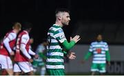 4 March 2022; Jack Byrne of Shamrock Rovers reacts after delivering a late free-kick during the SSE Airtricity League Premier Division match between St Patrick's Athletic and Shamrock Rovers at Richmond Park in Dublin. Photo by Seb Daly/Sportsfile