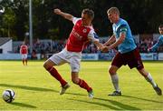 2 August 2013; Anto Flood, St. Patrick’s Athletic, in action against Derek Prenergast, Drogheda United. Airtricity League Premier Division, St. Patrick’s Athletic v Drogheda United, Richmond Park, Dublin. Picture credit: David Maher / SPORTSFILE