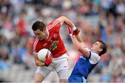 3 August 2013; Conor Clarke, Tyrone, in action against Dessie Mone, Monaghan. GAA Football All-Ireland Senior Championship, Quarter-Final, Monaghan v Tyrone, Croke Park, Dublin. Picture credit: Stephen McCarthy / SPORTSFILE