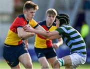 10 March 2022; Simon Cantwell of St Fintan’s High School is tackled by Turlough McCracken-Brown of St Gerards School during the Bank of Ireland Leinster Rugby Schools Junior Cup 2nd Round match between St Gerards School and St Fintans High School at Energia Park in Dublin. Photo by Harry Murphy/Sportsfile