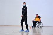 12 March 2022; Referee Maggie Farrelly before the GAA National Wheelchair Hurling/Camogie Interprovincial leagues and GAA First Wheelchair Gaelic Football Competition at Omagh Leisure Centre in Omagh, Tyrone. Photo by Ben McShane/Sportsfile