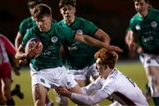 12 March 2022; Matthew Devine of Ireland runs in to score his side's first try during the U20 Six Nations Rugby Championship match between England and Ireland at Stone X Stadium in Barnet, England. Photo by Paul Harding/Sportsfile