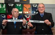 13 March 2022; Towns Cup Coordinator Bill Cullen draws County Carlow and Leinster Rugby President John Walsh draws Kilkenny in the Bank of Ireland Leinster Rugby Provincial Towns Cup Quarter-Final draw at Newbridge RFC in Newbridge, Kildare. Photo by Harry Murphy/Sportsfile