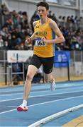 27 February 2022; Luke McCann of UCD AC, Dublin, competing in the senior men's 1500m during day two of the Irish Life Health National Senior Indoor Athletics Championships at the National Indoor Arena at the Sport Ireland Campus in Dublin. Photo by Sam Barnes/Sportsfile