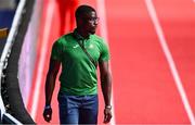17 March 2022; Israel Olatunde of Ireland walks the track ahead of the World Indoor Athletics Championships at the Štark Arena in Belgrade, Serbia. Photo by Sam Barnes/Sportsfile
