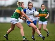 20 March 2022; Jodie McQuillan of Monaghan in action against Niamh Carmody of Kerry during the Lidl Ladies Football National League Division 2 Semi-Final match between Kerry and Monaghan at Tuam Stadium in Tuam, Galway. Photo by David Fitzgerald/Sportsfile