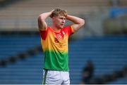 20 March 2022; Ross Dunphy of Carlow reacts during the Allianz Football League Division 4 match between Tipperary and Carlow at Semple Stadium in Thurles, Tipperary. Photo by Harry Murphy/Sportsfile