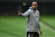 25 March 2022; Belgium assistant coach theirry Henry during a Belgium training session at the Aviva Stadium in Dublin. Photo by Seb Daly/Sportsfile
