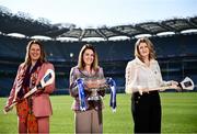 28 March 2022; In attendance are, from left, Ard Stiúrthóir of the Camogie Association Sinéad McNulty, Rowena McCappin, Head of External Relations and Engagement, Glen Dimplex and President of the Camogie Association Hilda Breslin at Croke Park in Dublin as Glen Dimplex announced a new five year sponsorship of the Camogie championships and association. The Draws for the 2022 Senior, Intermediate and Premier Junior competitions were also announced. Photo by David Fitzgerald/Sportsfile