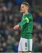 29 March 2022; Steven Davis of Northern Ireland during the international friendly match between Northern Ireland and Hungary at National Football Stadium at Windsor Park in Belfast. Photo by Ramsey Cardy/Sportsfile