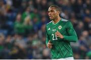 29 March 2022; Josh Magennis of Northern Ireland during the international friendly match between Northern Ireland and Hungary at National Football Stadium at Windsor Park in Belfast. Photo by Ramsey Cardy/Sportsfile