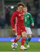 29 March 2022; Callum Styles of Hungary during the international friendly match between Northern Ireland and Hungary at National Football Stadium at Windsor Park in Belfast. Photo by Ramsey Cardy/Sportsfile