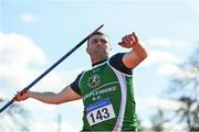 3 April 2022; John Dwyer of Templemore AC, Tipperary, competing in the senior men's javelin during the AAI National Spring Throws Championships at Templemore Athletics Club in Tipperary. Photo by Sam Barnes/Sportsfile