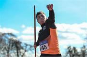 3 April 2022; Sean Carolan of Nenagh Olympic AC, Tipperary, competing in the senior men's javelin during the AAI National Spring Throws Championships at Templemore Athletics Club in Tipperary. Photo by Sam Barnes/Sportsfile