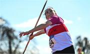 3 April 2022; Katie Kingston of Skibbereen AC, Cork, competing in the under 16 girls javelin during the AAI National Spring Throws Championships at Templemore Athletics Club in Tipperary. Photo by Sam Barnes/Sportsfile