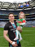 3 April 2022; Lee Keegan of Mayo and his daughter Líle after the Allianz Football League Division 1 Final match between Kerry and Mayo at Croke Park in Dublin. Photo by Eóin Noonan/Sportsfile