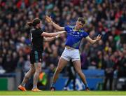 3 April 2022; Pádraig O'Hora of Mayo and David Clifford of Kerry jostle during the Allianz Football League Division 1 Final match between Kerry and Mayo at Croke Park in Dublin. Photo by Ray McManus/Sportsfile