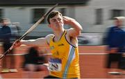 3 April 2022; Oisin Joyce of Lake District Athletics, Mayo, competing in the under 18 boys javelin during the AAI National Spring Throws Championships at Templemore Athletics Club in Tipperary. Photo by Sam Barnes/Sportsfile