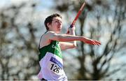 3 April 2022; Timmy Colbert of Carraig-Na-Bhfear AC, Cork, competing in the under 17 boys javelin during the AAI National Spring Throws Championships at Templemore Athletics Club in Tipperary. Photo by Sam Barnes/Sportsfile